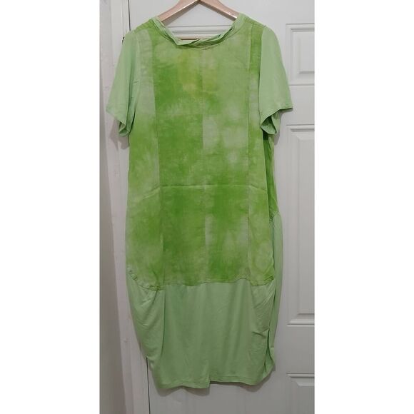 Zedd plus womens 2xl plus size lime green maxi linen minimalist vacation dress - Picture 3 of 8